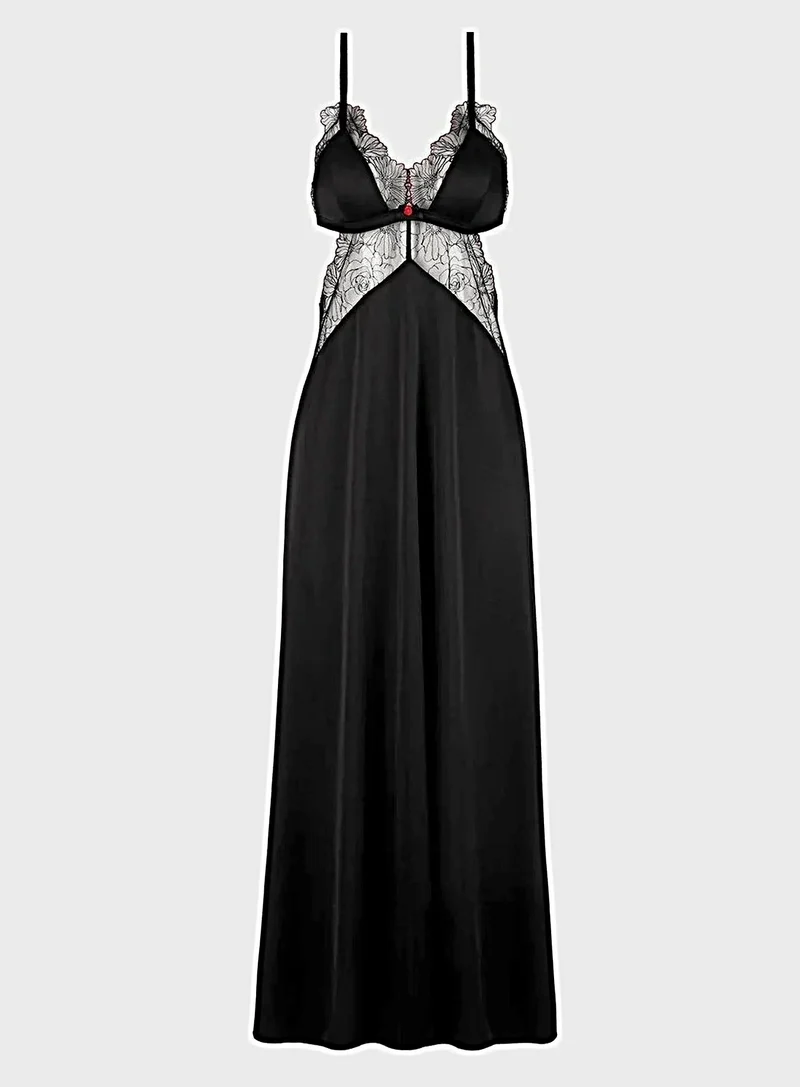 Ilena besticktes Tüllkleid mit Satin-Drapierung, floralem Triangel-Oberteil aus Mesh und tiefem Rückenausschnitt