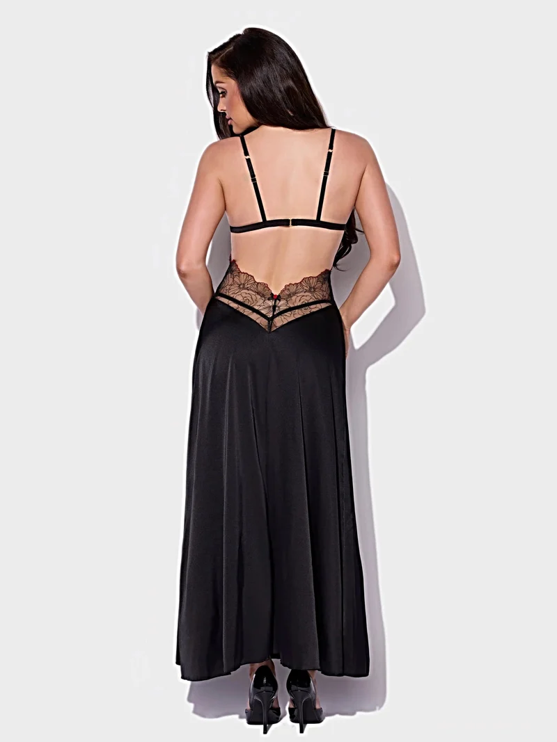 Ilena besticktes Tüllkleid mit Satin-Drapierung, floralem Triangel-Oberteil aus Mesh und tiefem Rückenausschnitt