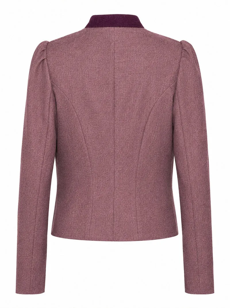 Kurze Lodenjacke mit Kontrast-Stehkragen