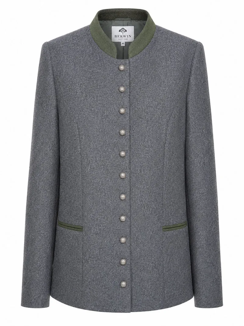Lodenjacke mit Kontrast-Stehkragen