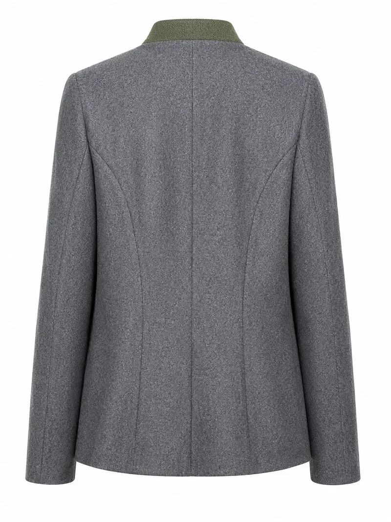 Lodenjacke mit Kontrast-Stehkragen