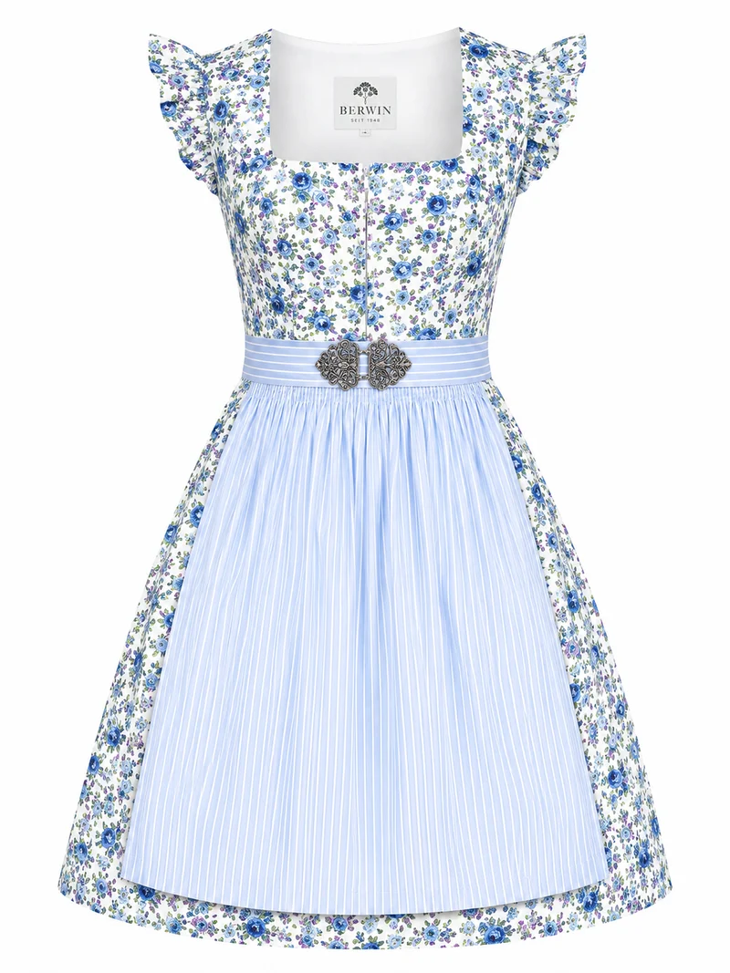 Sommerliches Blümchen-Dirndl mit Rüschenärmeln