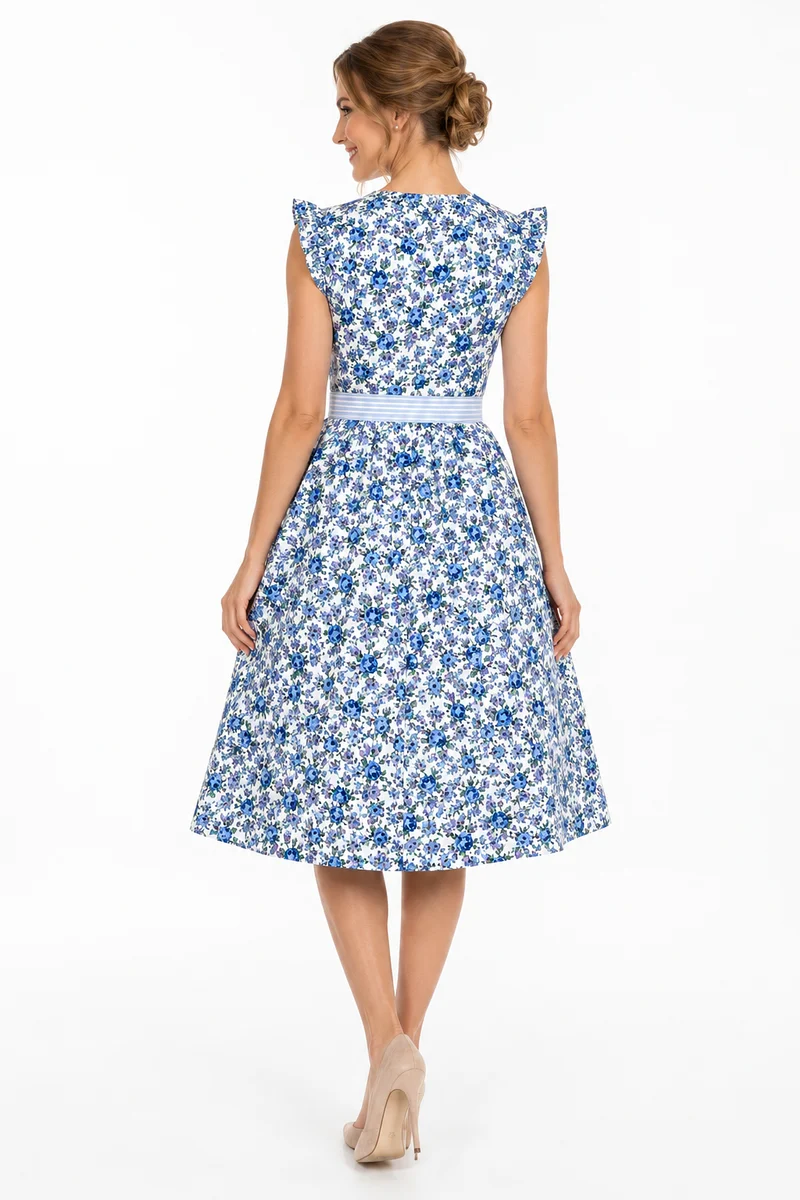 Sommerliches Blümchen-Dirndl mit Rüschenärmeln
