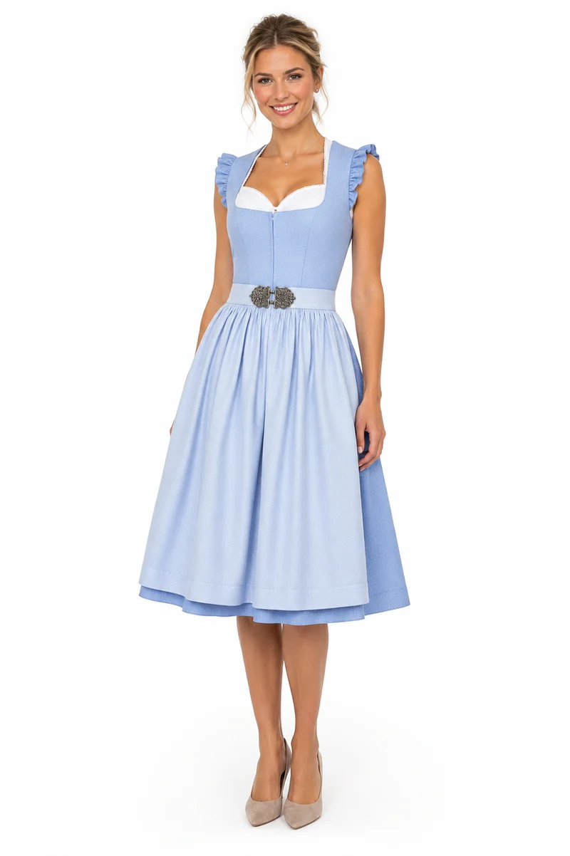 Dirndl mit Rüschenärmeln und Zierschließe