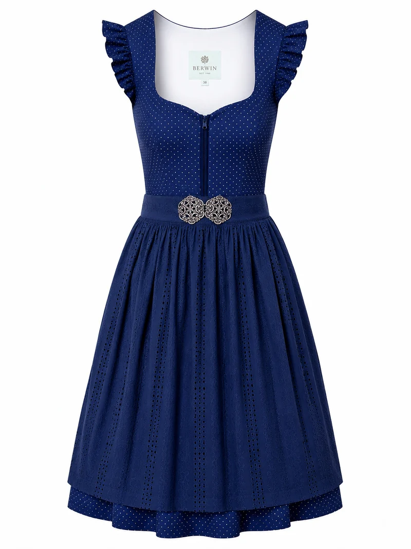 Elegantes Dirndl mit Lochstickerei-Schürze
