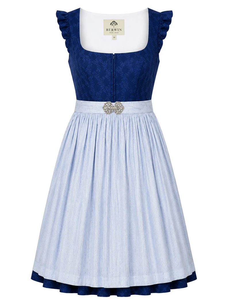 Flügelarm-Dirndl mit Streifenschürze