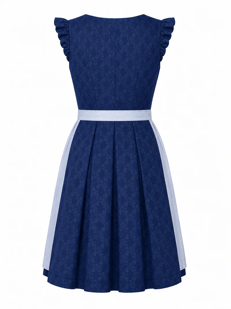 Flügelarm-Dirndl mit Streifenschürze