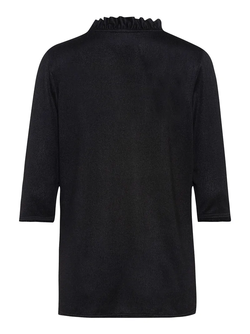 Leichter Strickpulli mit Rüschen-V-Ausschnitt