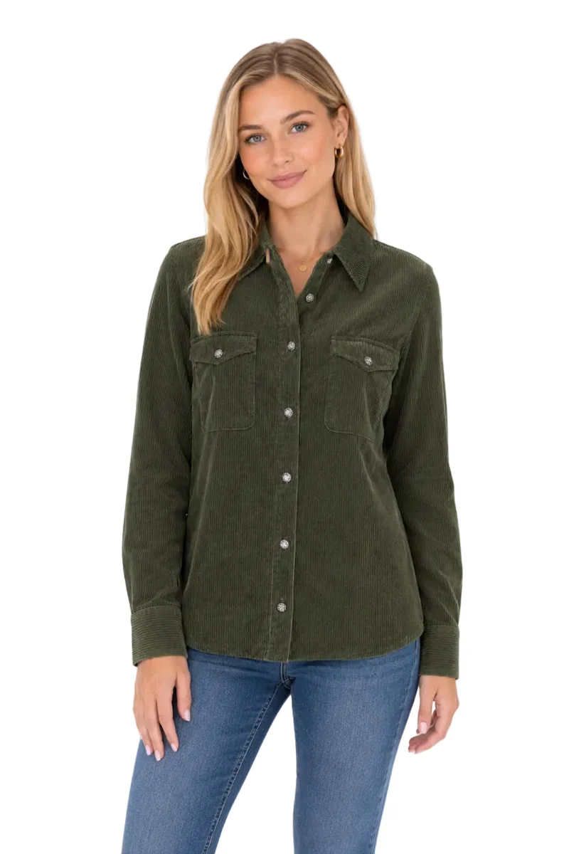 Legere Cord-Blusenjacke aus reiner Baumwolle