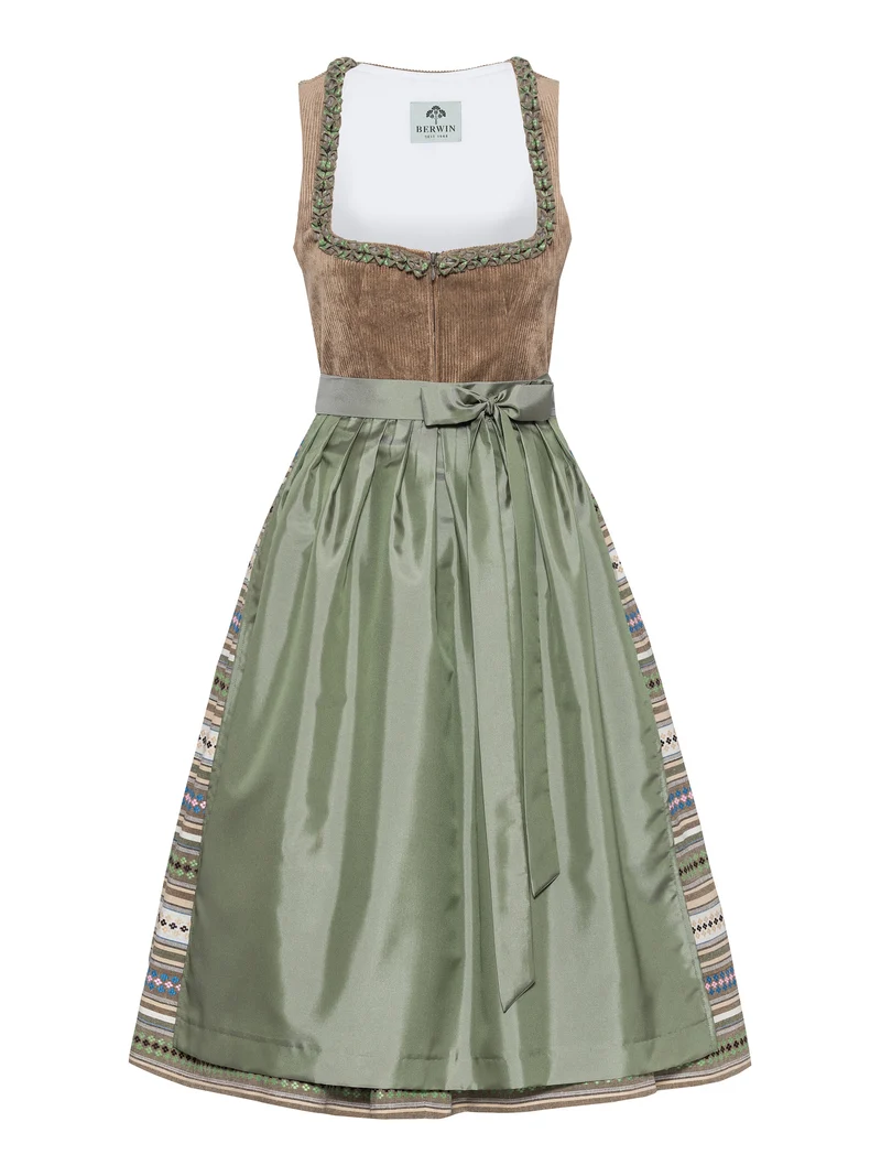 Dirndl mit Cord-Mieder und Webstreifen-Rock
