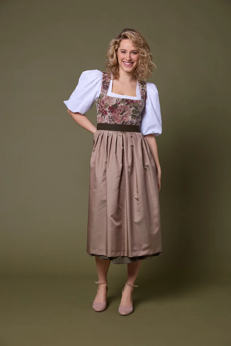 Jacquard-Dirndl mit Karree-Ausschnitt & Seidenglan