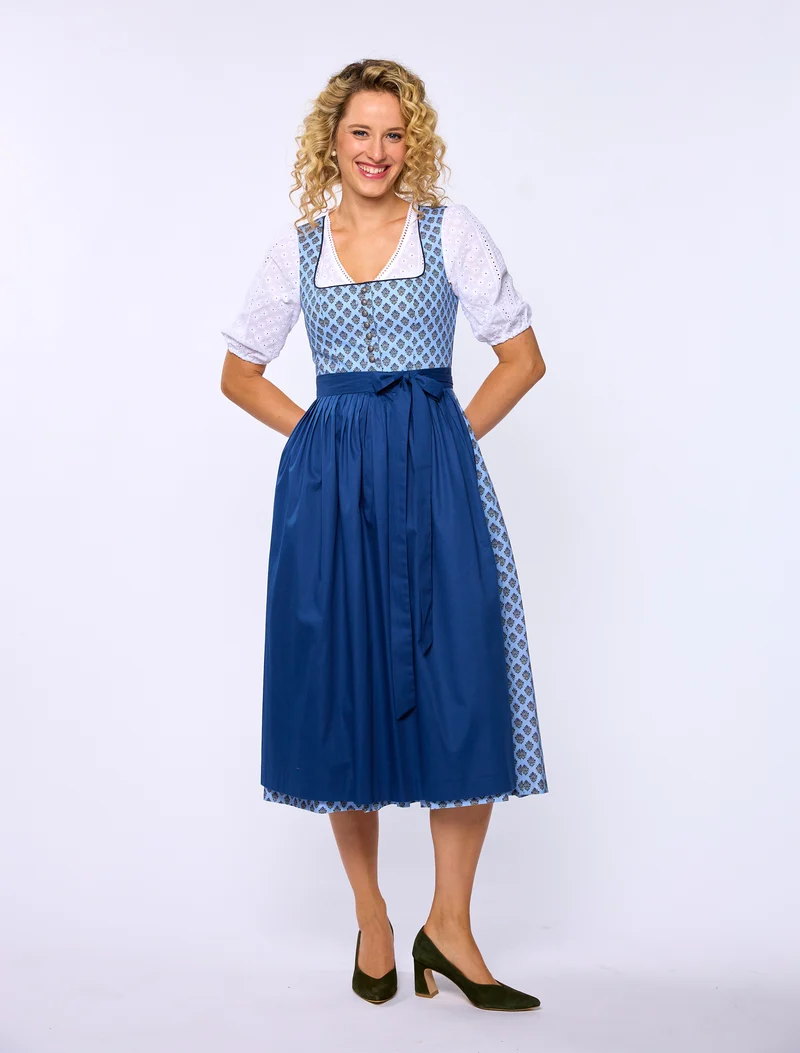 Klassisches Baumwoll-Druckdirndl mit Satinschürze