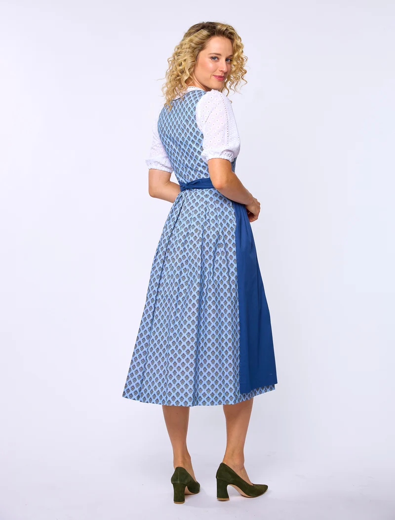 Klassisches Baumwoll-Druckdirndl mit Satinschürze