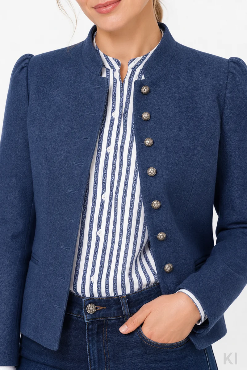 Taillierte Leinenjacke mit angereihtem Arm