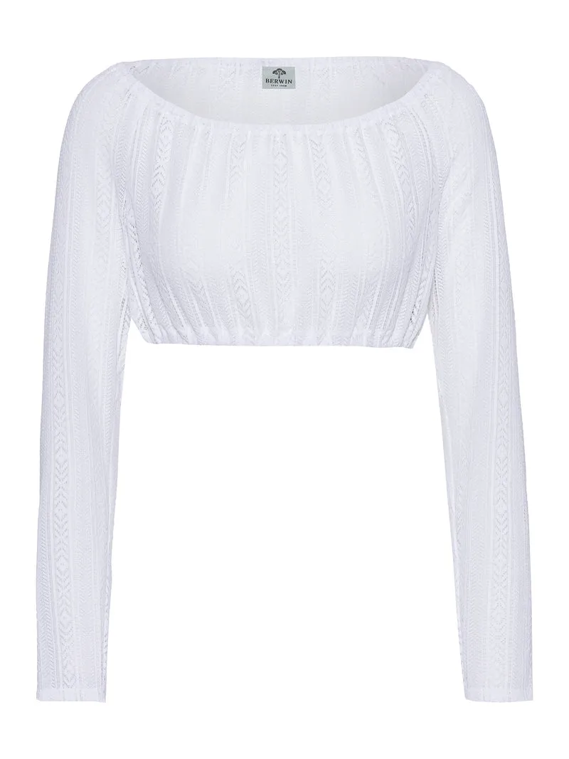 Off-Shoulder-Langarmbluse aus Spitze