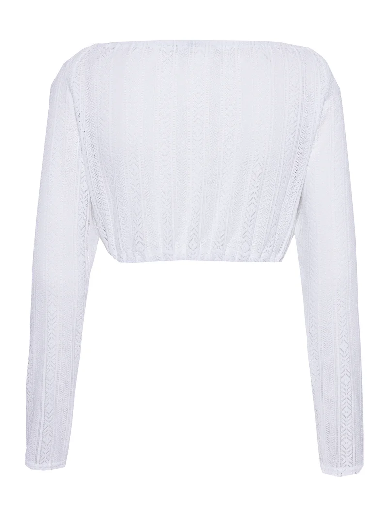 Off-Shoulder-Langarmbluse aus Spitze