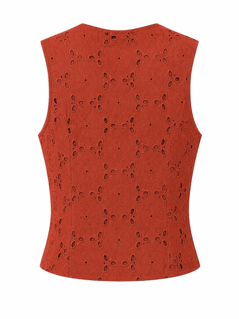 Gefüttertes Baumwoll-Mieder mit Lochstickerei