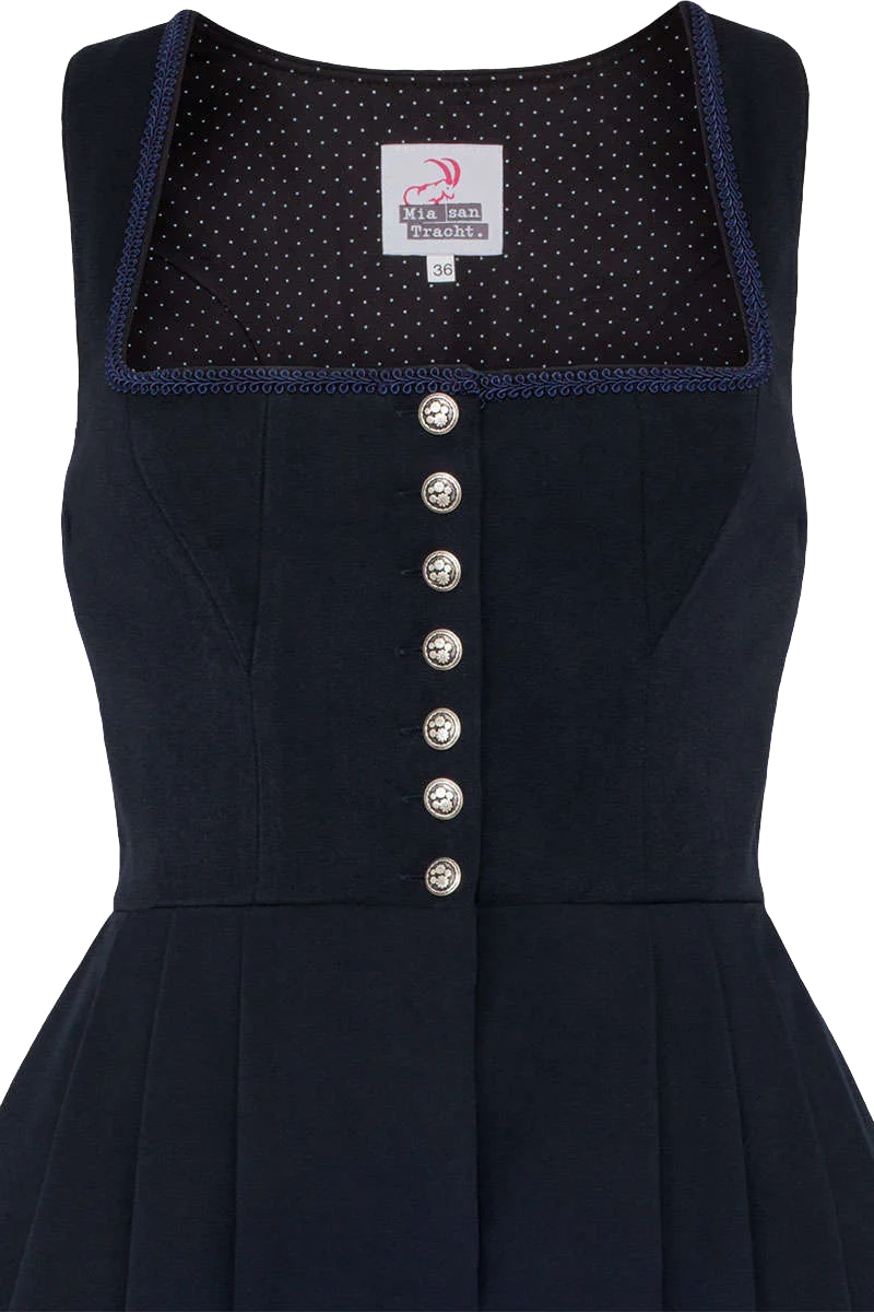 Midi-Dirndl ohne Schürze unifarben - marine