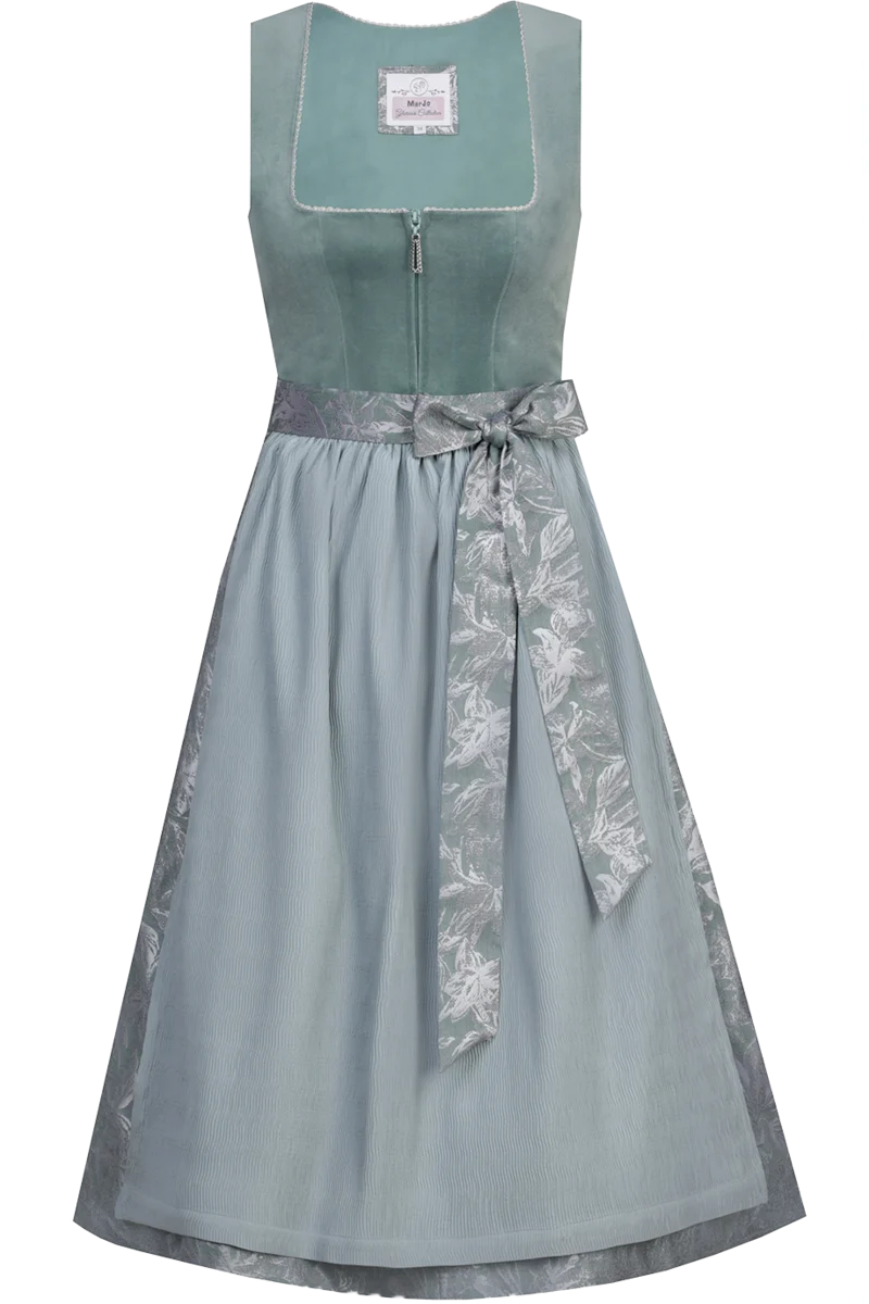 Midi-Dirndl mit Samtoberteil und Blumenmuster - jade cloud