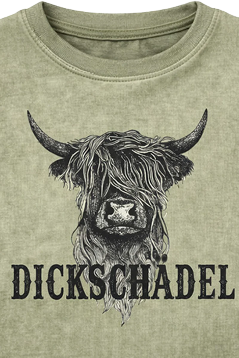 Kinder Trachtenshirt mit „Dickschädel“ Print - oliv
