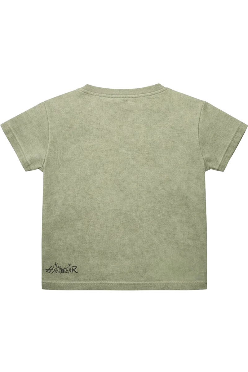 Kinder Trachtenshirt mit „Dickschädel“ Print - oliv