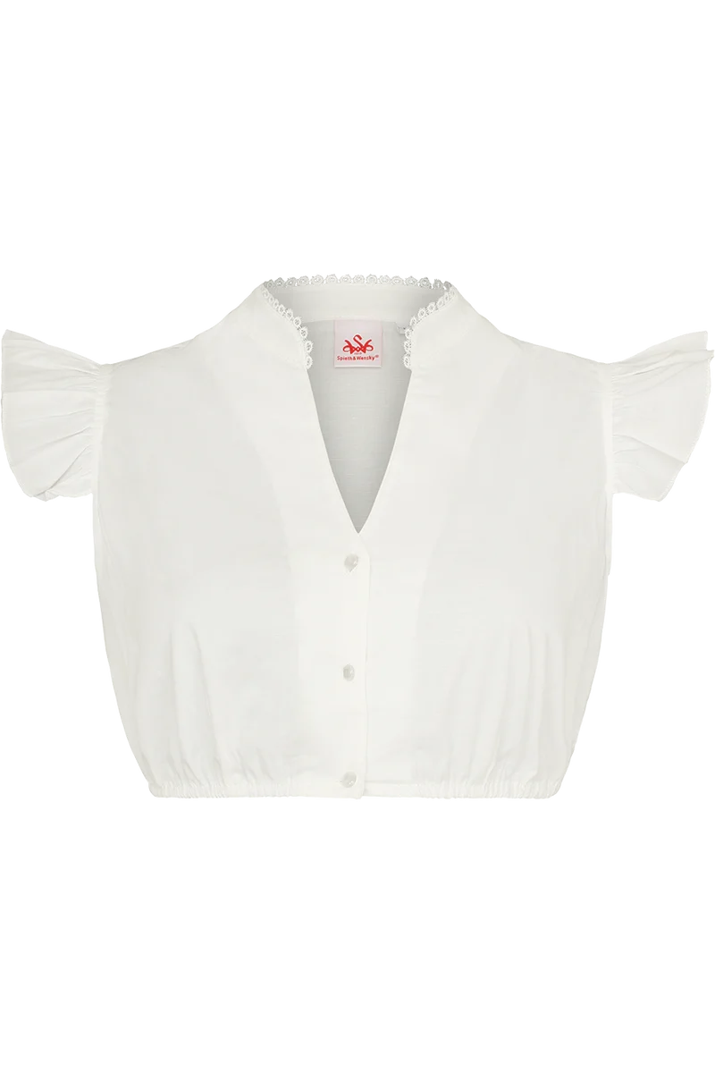 Dirndlbluse mit Flügelärmeln und V-Ausschnitt - creme