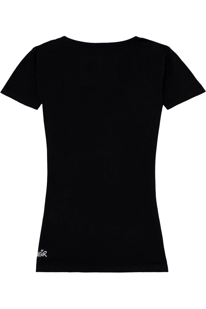 Damen T-Shirt mit Aperolglas und Glitzersteinen - schwarz