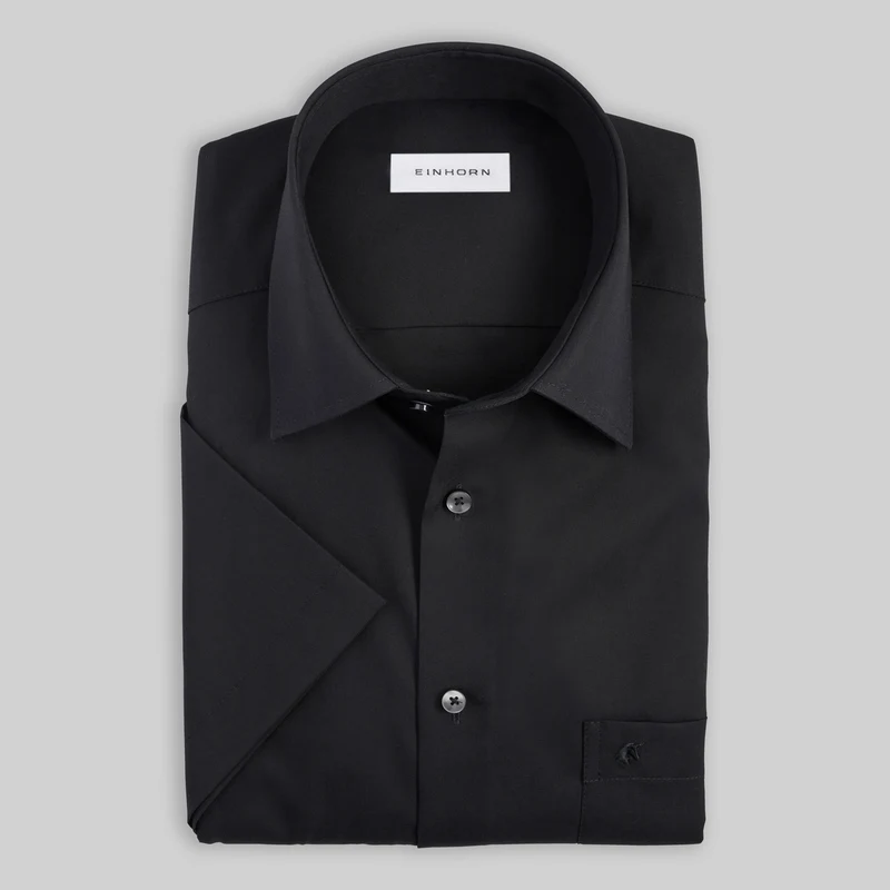 Schwarzes Kurzarmhemd Regular Fit Non Iron (Bügelfrei)
