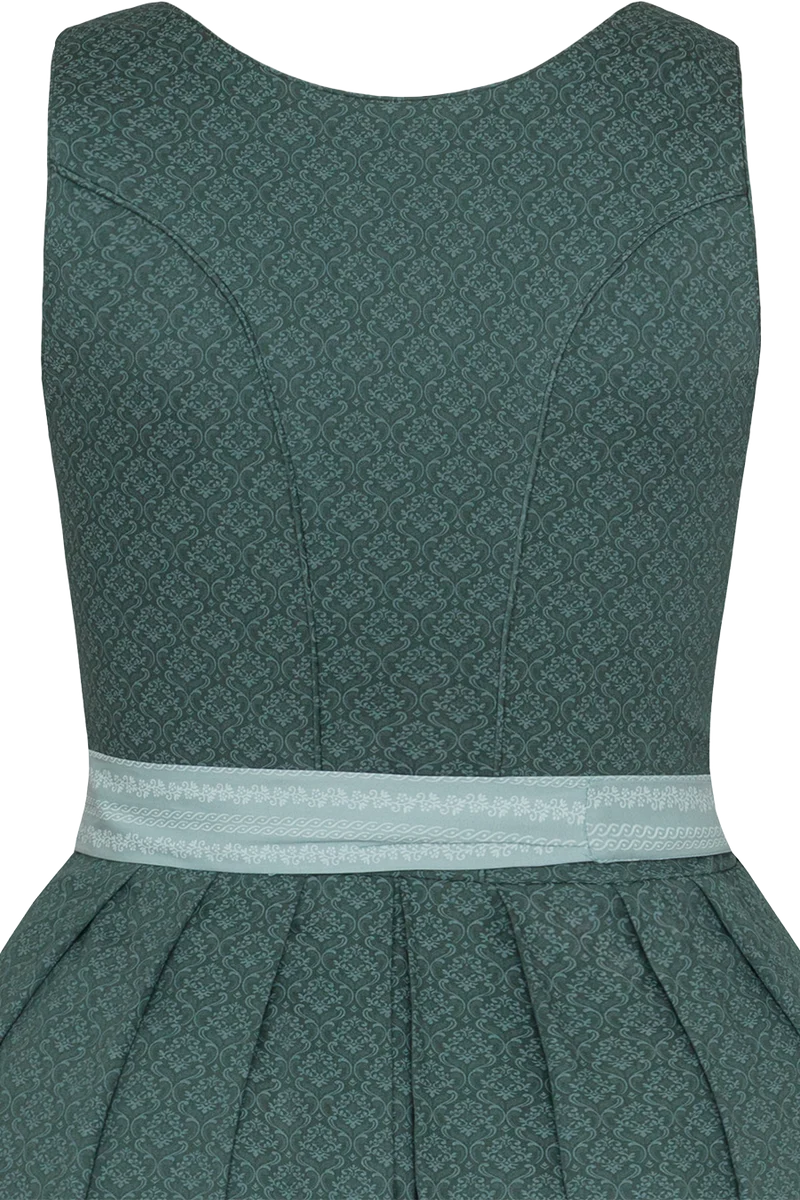 Langes Dirndl aus Baumwolle mit Ornamentmuster - salbei mint