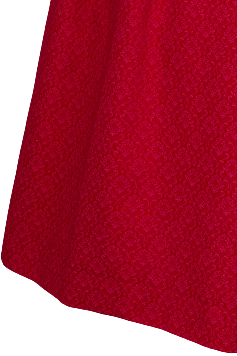 Langes Dirndl aus Baumwolle mit Ornamentmuster - rot marine