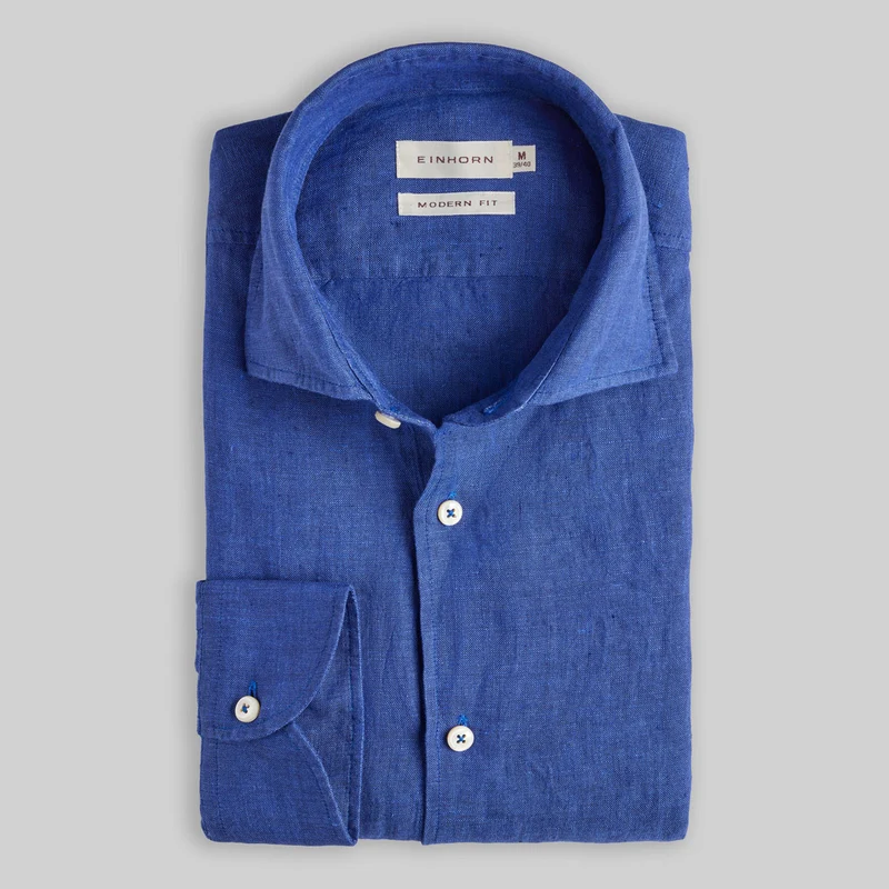 Leinenhemd Blau Modern Fit