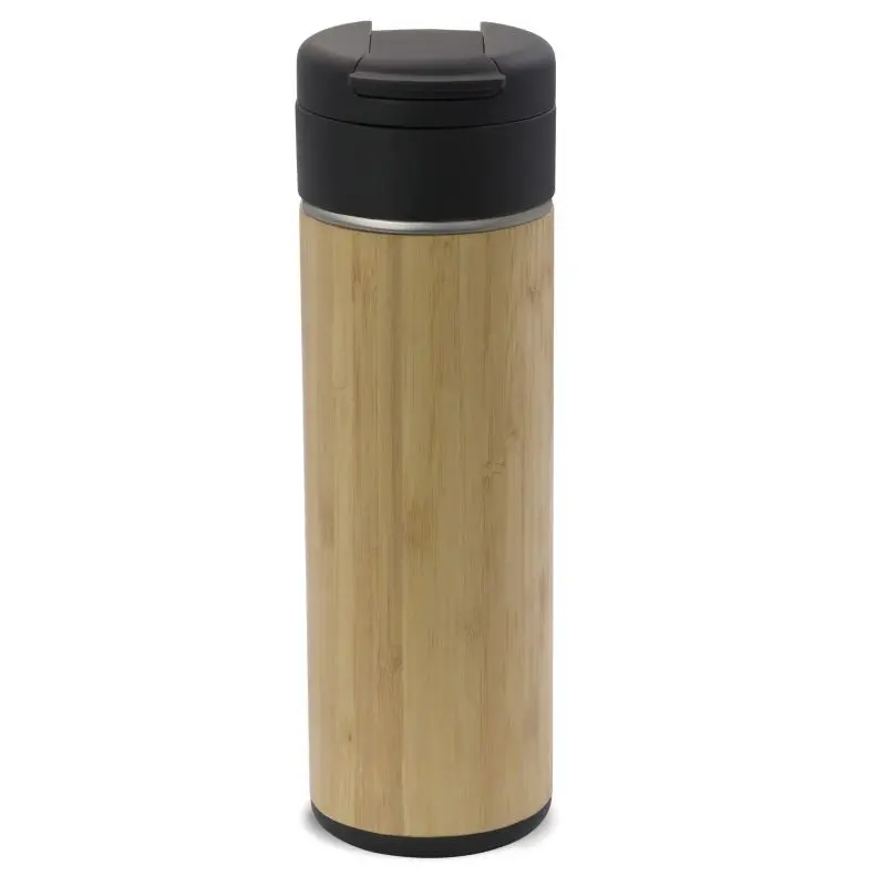 Flow Bambus Isolierbecher 400ml in Holzoptik: Naturverbunden & Effizient