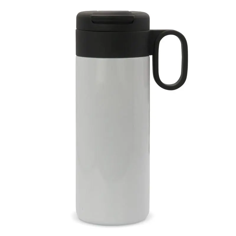 Flow Isolierbecher mit Griff 400ml in Weiß: Groß, Ergonomisch & Effektiv isoliert