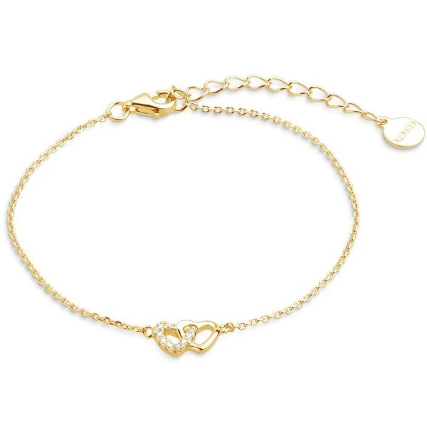 Xenox Damen Armband mit verschlungenen Herz Charms mit Zirkonia Gold XS3570G