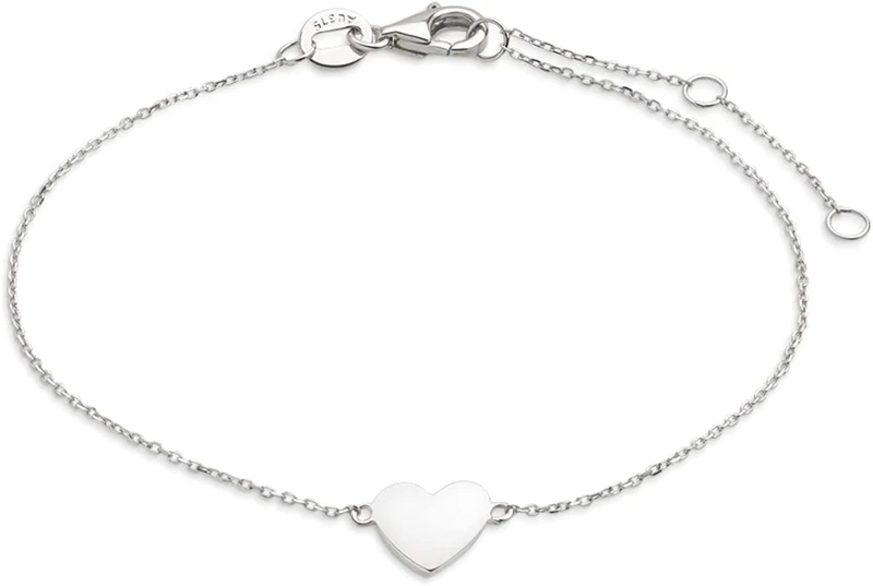 Xenox Damen Armband Karreekette mit Herz Charm 18cm Silber XG4208