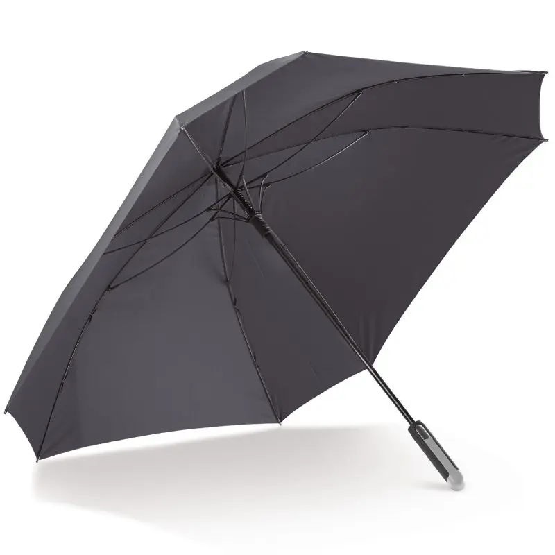 Luxuriöser 27 Quadratischer Regenschirm mit Automatik - Schwarz, Windfest & Stilvoll