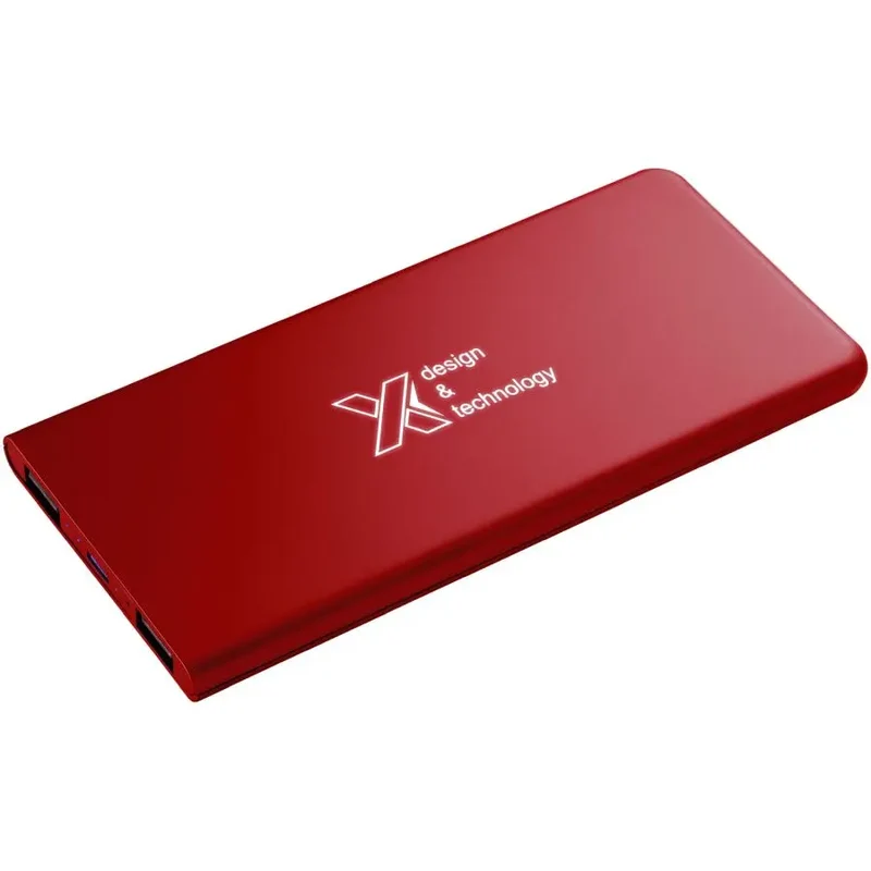 SCX.design P15 5000 mAh Powerbank mit LED-Logo - Mittelrot, tragbares Ladegerät, hohe Kapazität