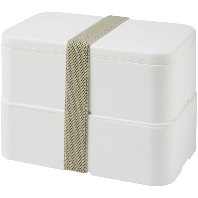 MIYO Double-Lunchbox - White and Pebble Grey, Dual Compartments, Durable, Stylish Meal Container