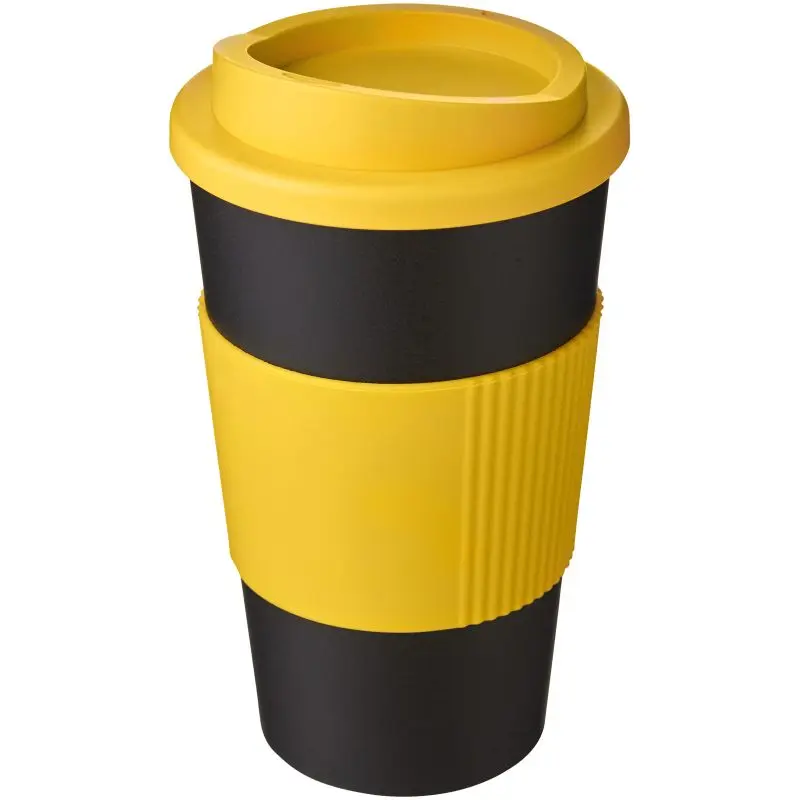 Americano 350 ml Isolierbecher mit Schutzring - Gelb-Schwarz - Doppelwandiger Thermobecher