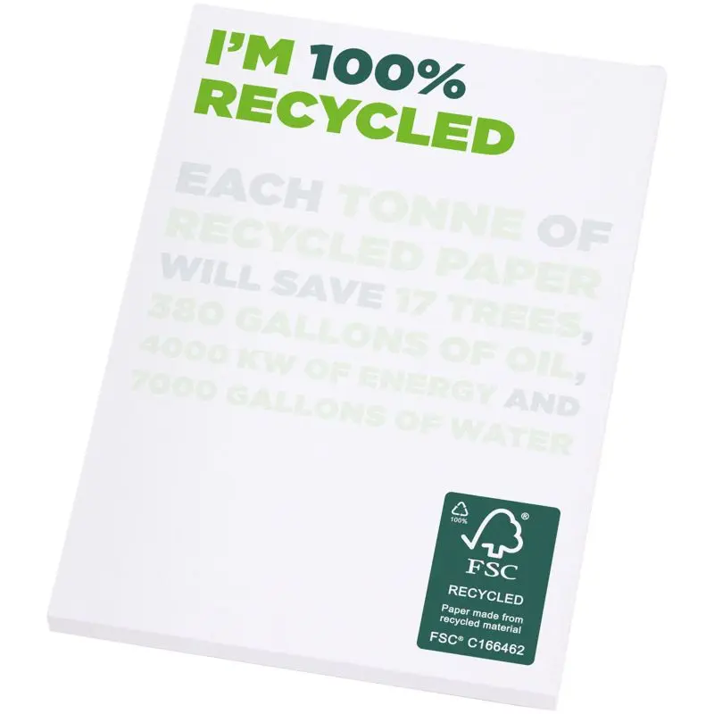 Desk-Mate A7 Recyceltes Notizheft Weiß, 25 Blatt – Ideal für Unterwegs