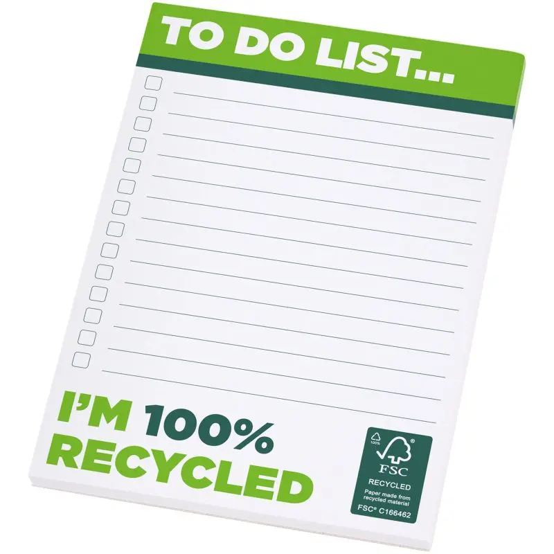 Desk-Mate A6 Recycling Notizblock Weiß, 25 Blatt – Kompakt und Umweltfreundlich
