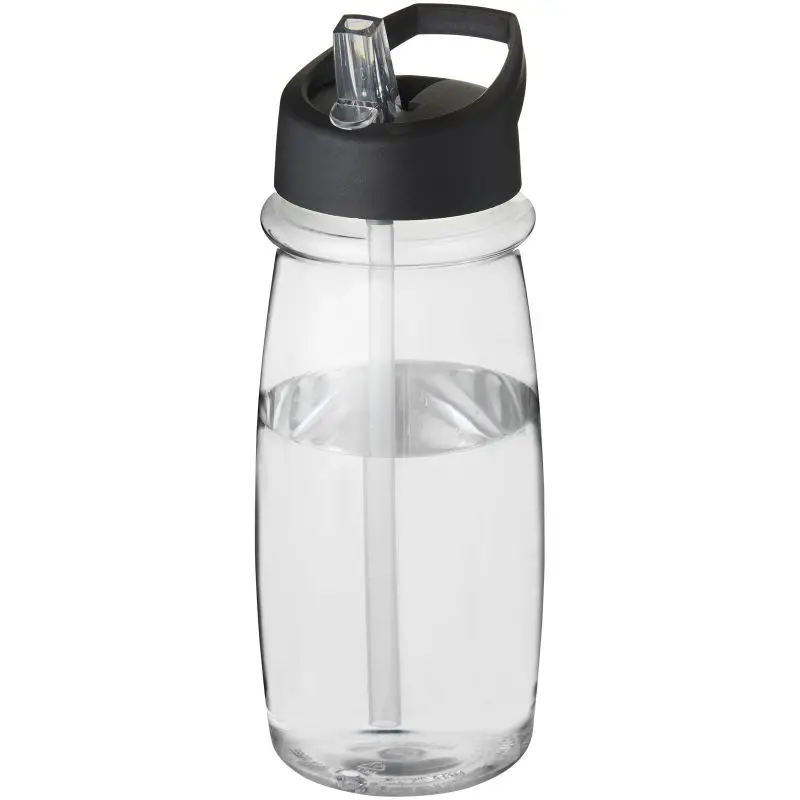 H2O Active Pulse 600 ml, Transparent-Schwarz, Sportflasche mit Ausgussdeckel