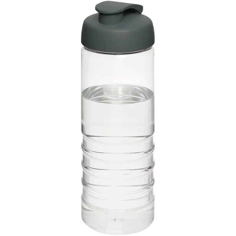 H2O Active Treble 750 ml, Transparent-Grau, Sportflasche mit Klappdeckel