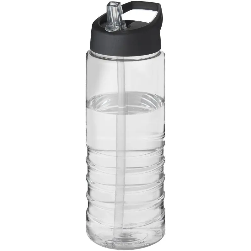 H2O Active Treble 750 ml, Transparent-Schwarz, Große Sportflasche mit Ausgussdeckel