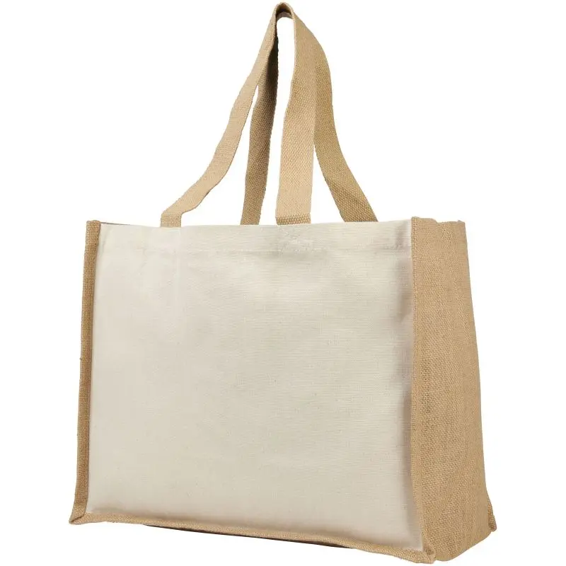 Robuste Varai Canvas und Jute Einkaufstasche 23L in Naturtönen