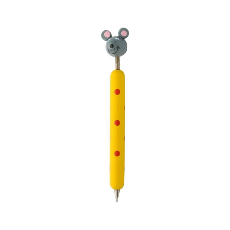 Gelber Zoom Maus-Kugelschreiber: Lustiger Kugelschreiber mit Mausdesign für farbenfrohes Schreiben