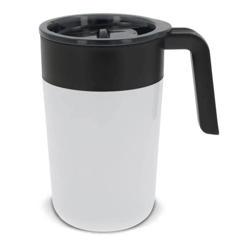 Doppelwandiger Kaffeebecher 400 ml – Weiß, Isoliert & Stilvoll