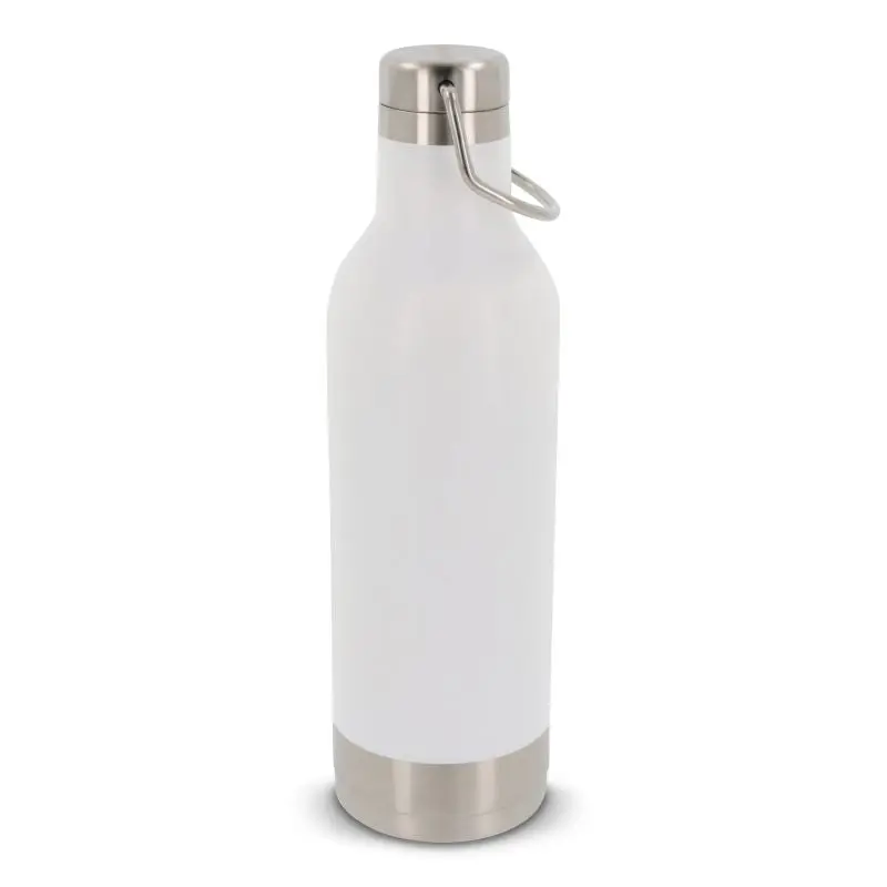 Edelstahl-Isolierflasche 400 ml - Weiß - Doppelwandige Thermoflasche - Robust und Stilvoll