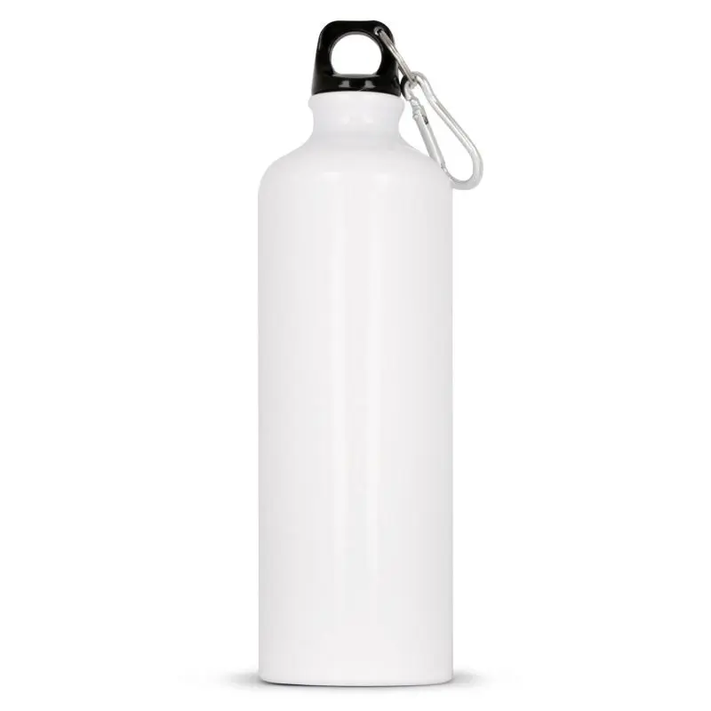 Aluminium Wasserflasche 750ml mit Karabiner in Weiß - Outdoor Essentials