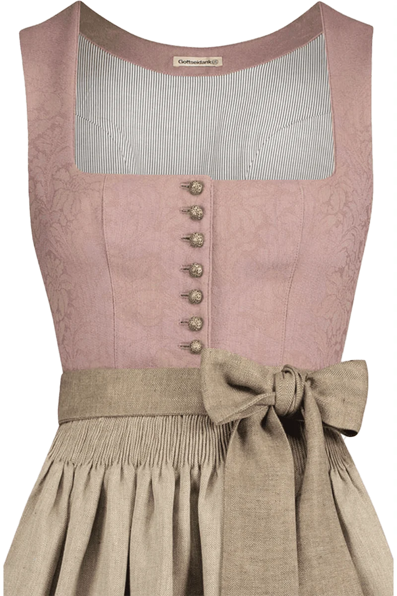 Dirndl lang mit Faltenrock und goldenen Knöpfen